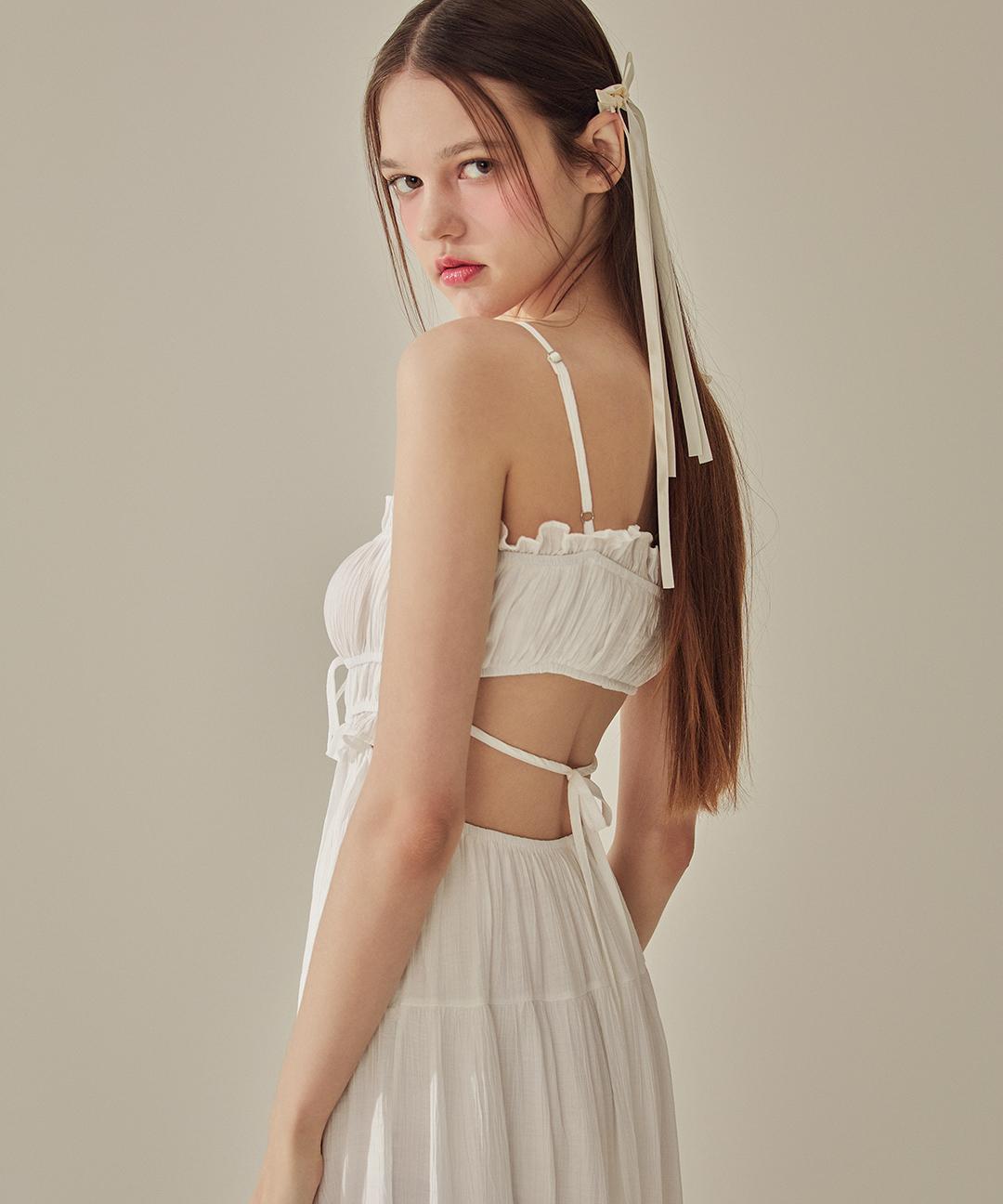 비키니밴더 르헨 스트랩 컷아웃 롱 여름원피스 white [휴양지룩]