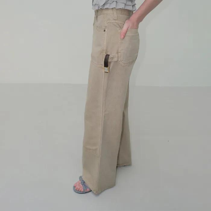 [7th] Girls pocket dying beige pants
