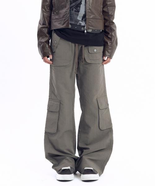 Flare Cargo Pocket Pants (Khaki)