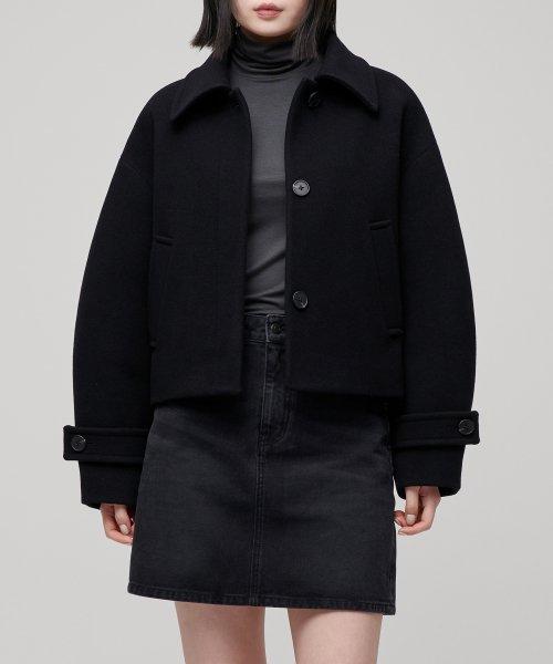 우먼즈 캐시미어 블렌드 쇼트 맥 코트 [블랙]