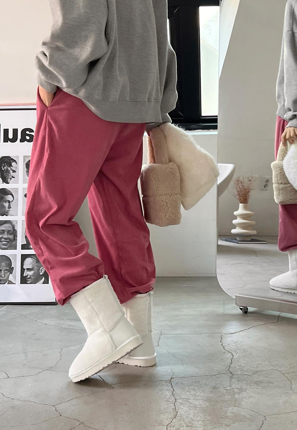 꼼꼼구두 쿠키 에코퍼 미들 털부츠(3cm) CLB110