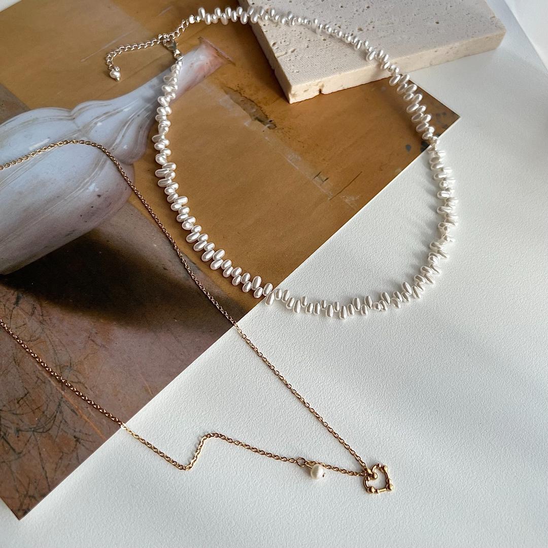 dum silver 925 pearl necklace surgical heart necklace (select 2 types) - silver necklace silver necklace guest look wedding guest look