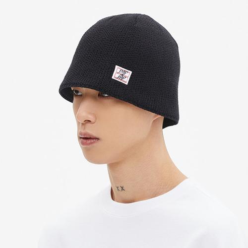PUNCHING KNIT BUCKET HAT_BLACK