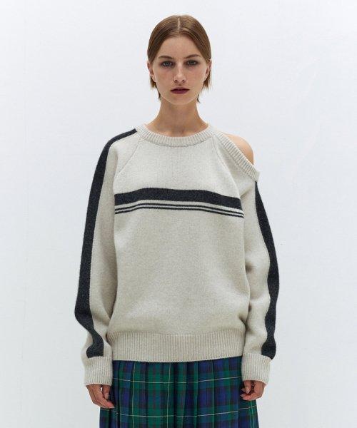 ONE SHOULDER KNIT (LIGHT GREY)