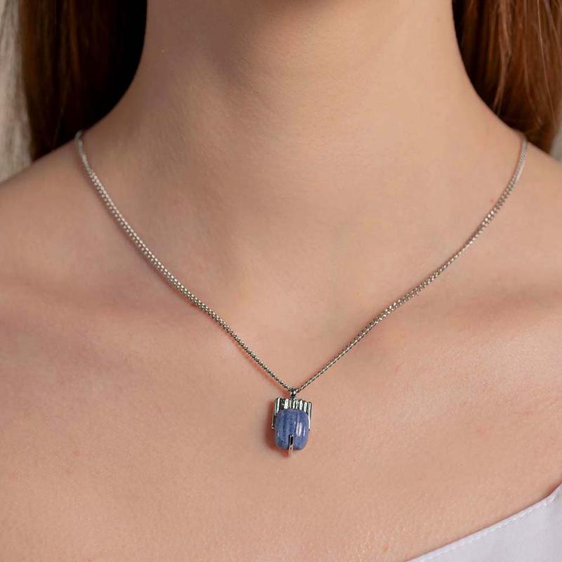 [샤이니 온유 착용] 2022 Texture Silver Necklace(Blue)