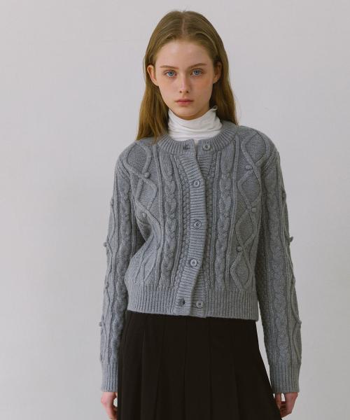 벨 케이블 가디건_그레이