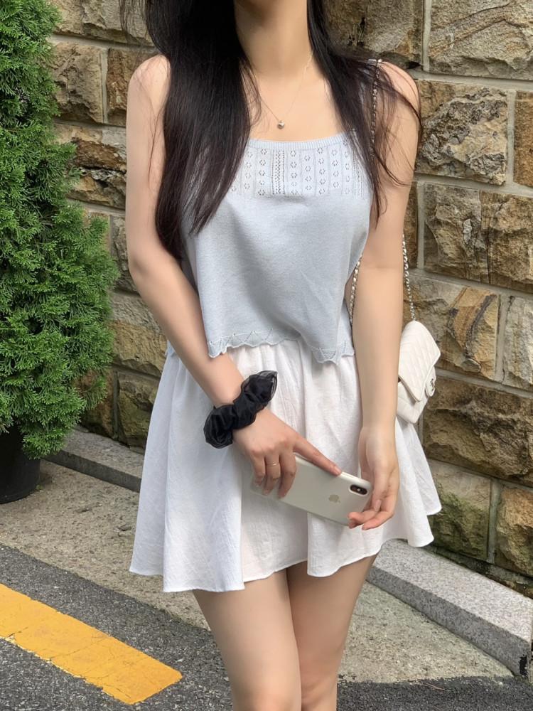 (소검당일) 펀칭 니트 나시 (4color) 여름 슬리브리스 휴양지룩 여행룩