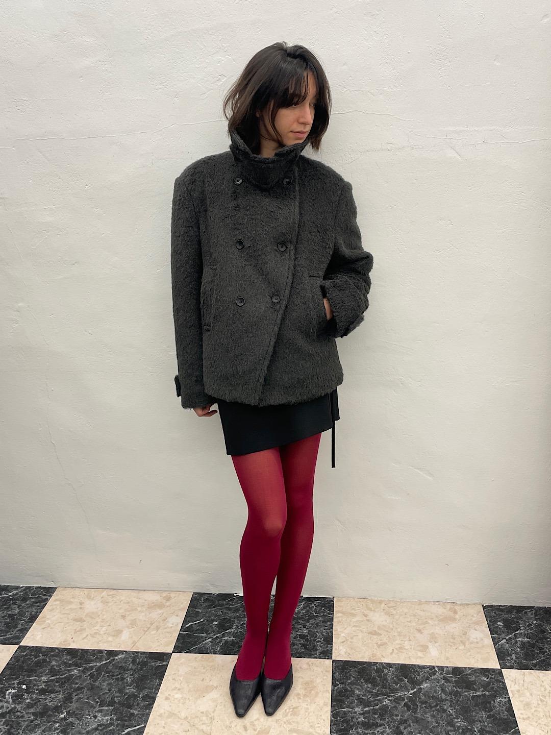 [Curated]Double shoulder coat in charcoal