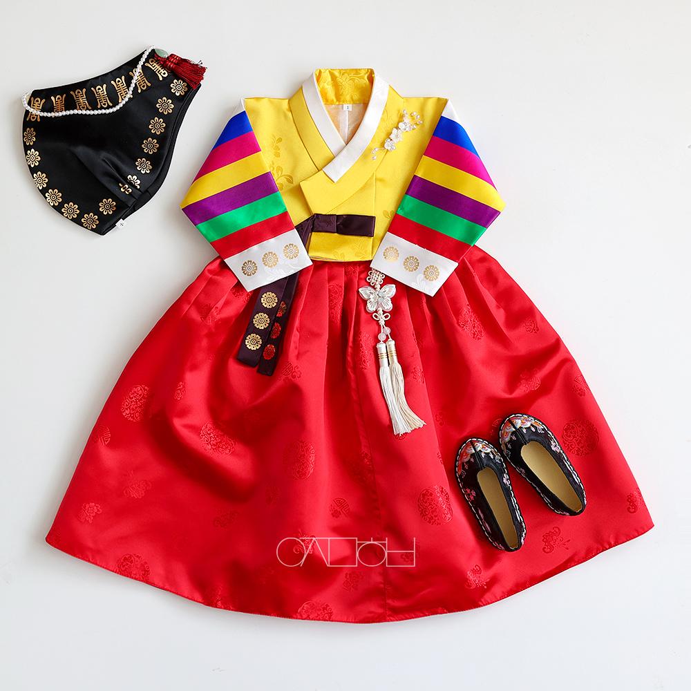 윤희 색동 홍치마 전통 아기 여아한복