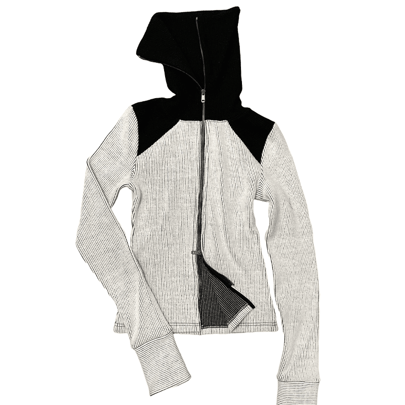 [STILL LETHARDY] HIGH NECK ZIP-UP: OFF-WHITE