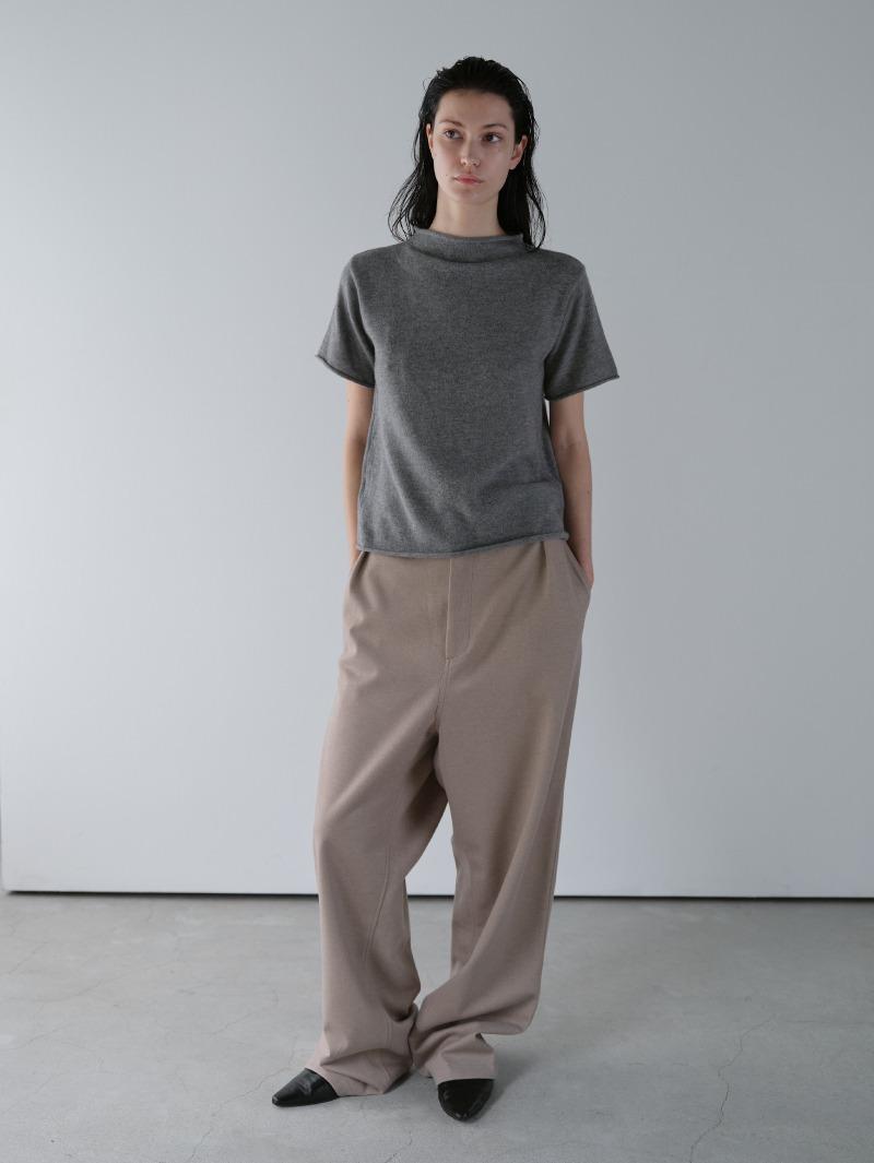 Serene Half Neck Short-Sleeve Wool Knit (melange grey)
