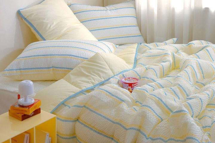 산뜻청량 뉴썸머 리플 시어서커 순면 여름 차렵이불세트 SS/Q 3colors