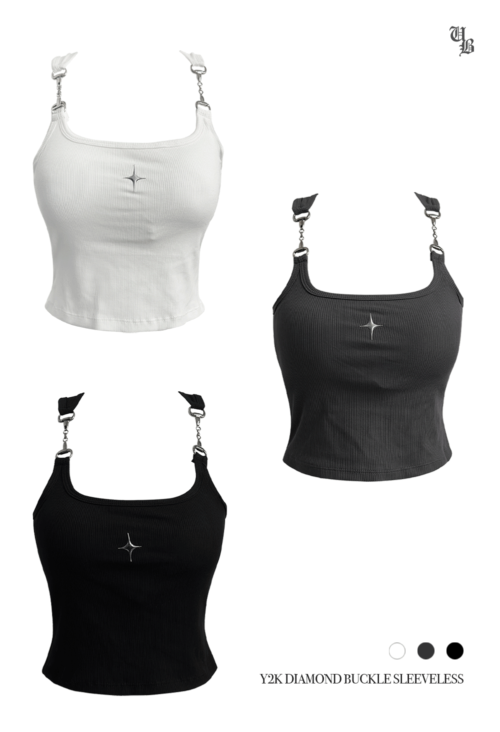 y2k diamond buckle sleeveless