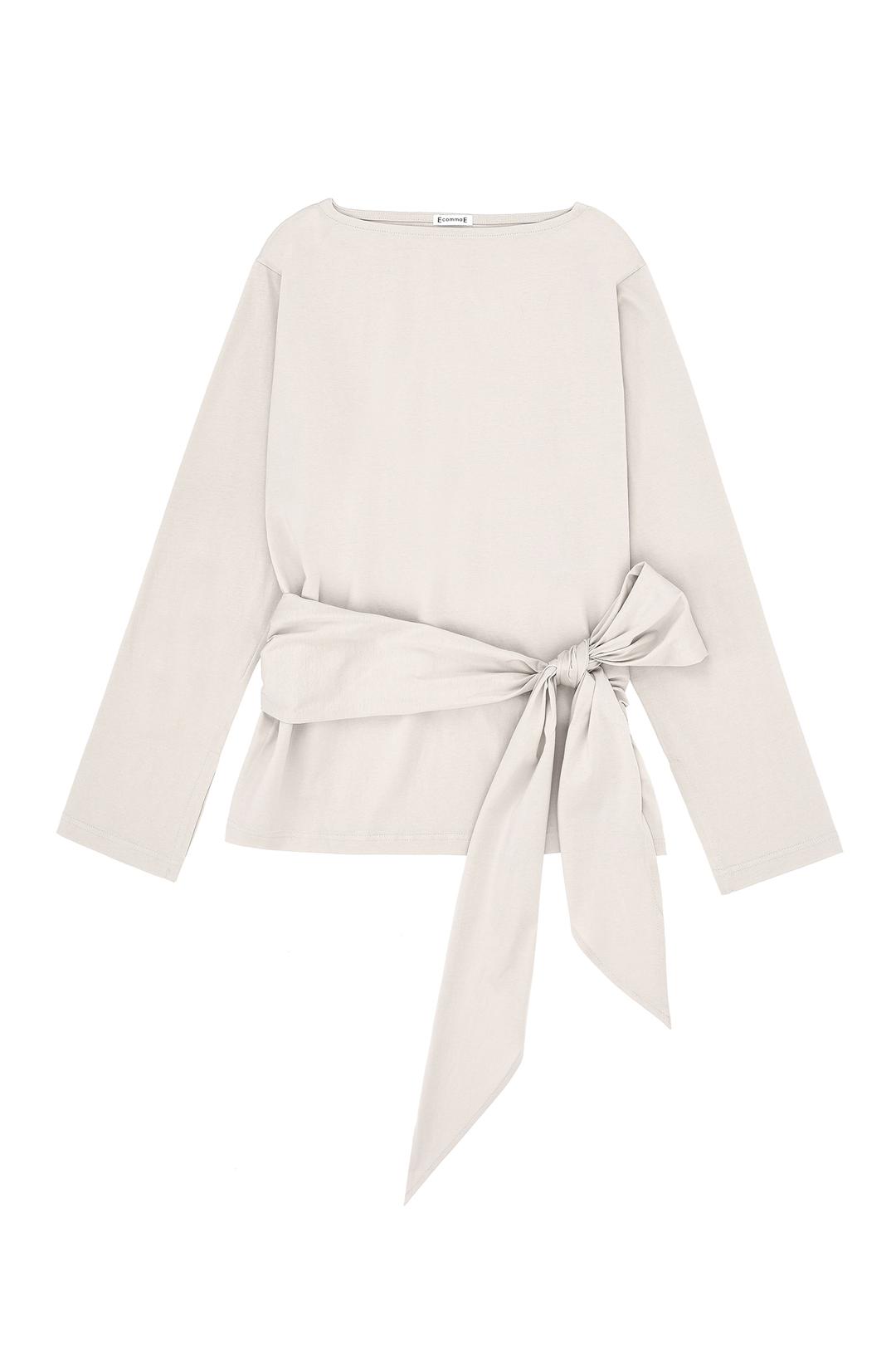 RIBBON SCARF T-SHIRT (BEIGE) (4colors)