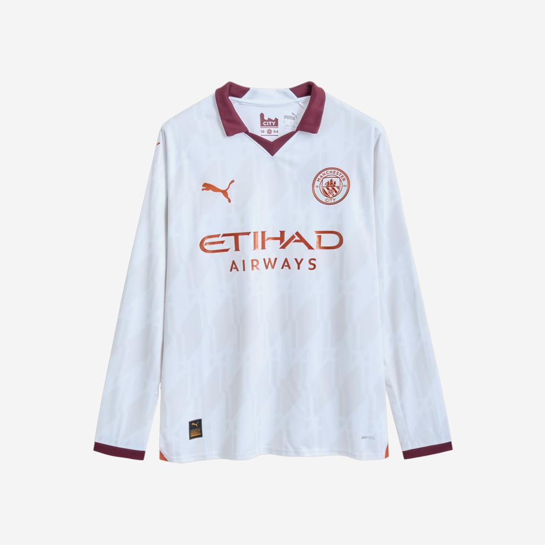 Puma Manchester City 2023/24 Away Long Sleeve Jersey White Aubergine (Non Marking Ver.)