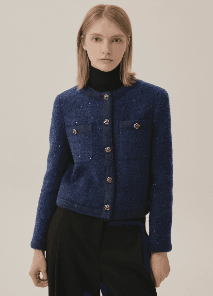 [시즌오프]울 혼방  머플러 니트 자켓