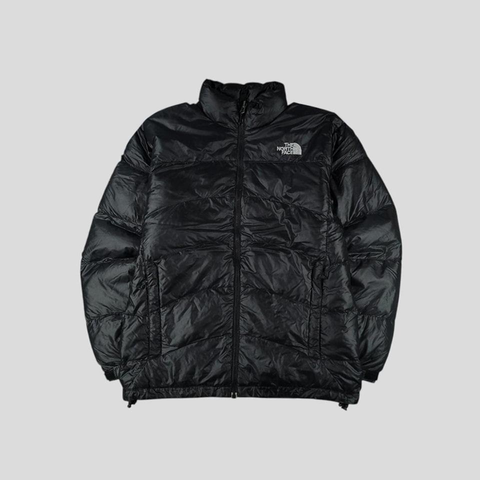 노스페이스 블랙 그레이 로고 써밋시리즈 아콘카구아 구스다운 거위털 경량패딩 점퍼 L