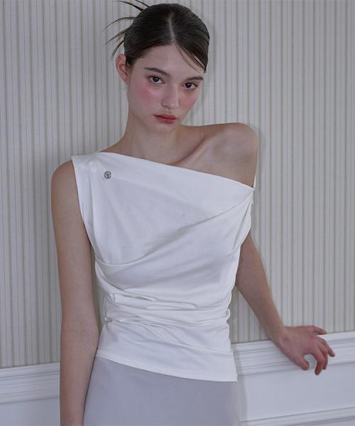 Drape Off Shoulder Sleeveless [White]