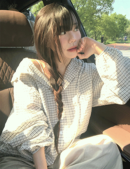 빈블 [살안타템/시어서커/체크빈티지] 문밋 오버핏 체크 후드 셔츠