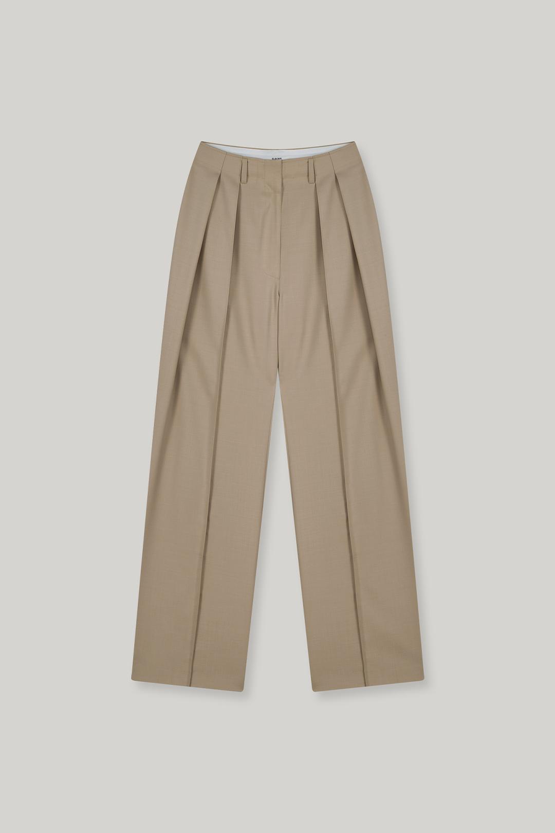 Zen Pleats Wool Slacks (Beige)