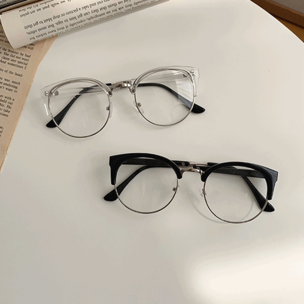 [무배/빠른출고] 2만개 돌파! 포멀 반뿔테 프레임 안경(2color)