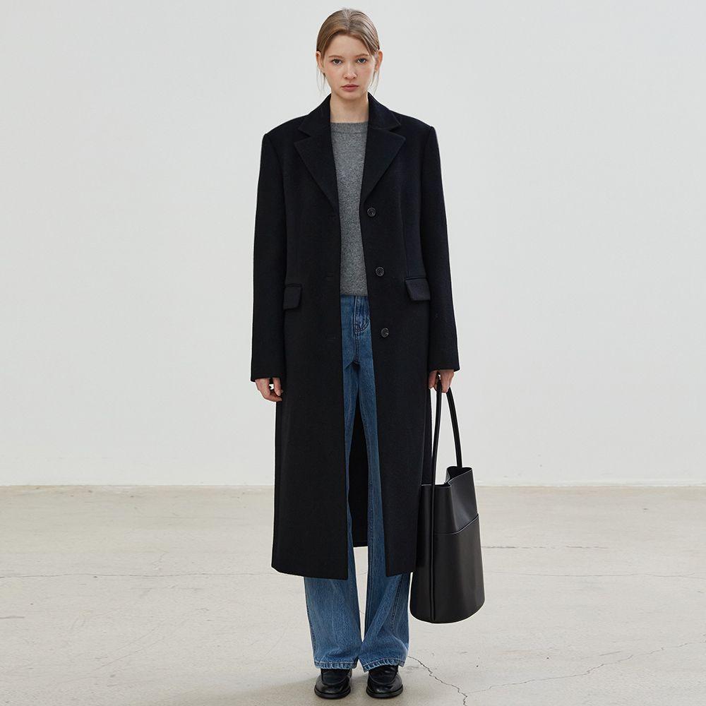 [유하 착용] STANDARD SINGLE LONG COAT - BLACK