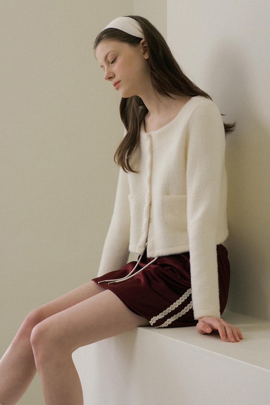 HAIRY FUR CARDIGAN - IVORY