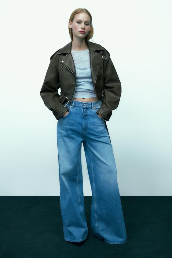 페이크 레더 점퍼