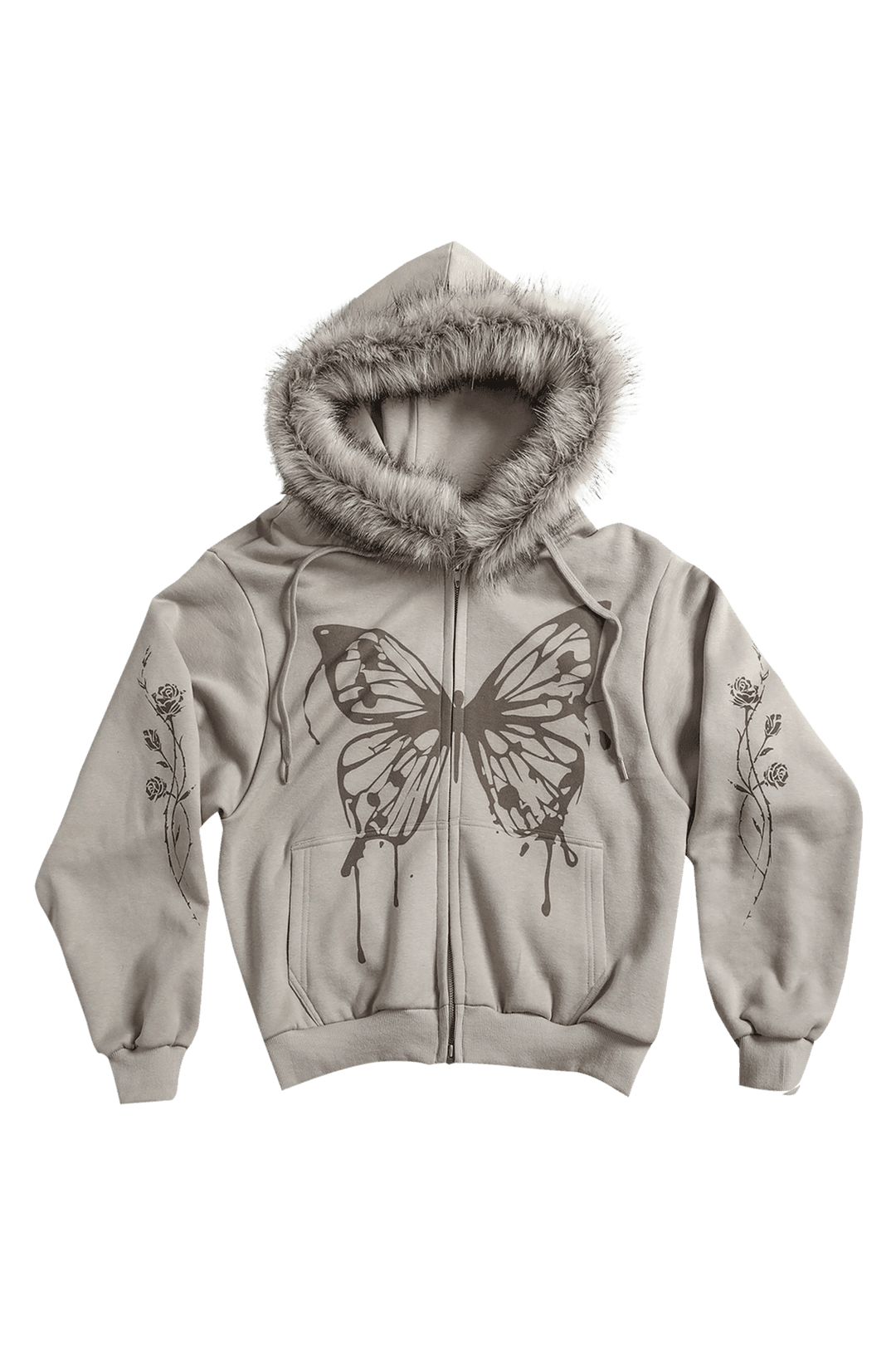 [PRE-ORDER 15% OFF~11.19] BUTTERFLY SPLATTER ZIP-UP #BEIGE (기모/퍼탈부착) (11.28 출고) | 달링유어배드