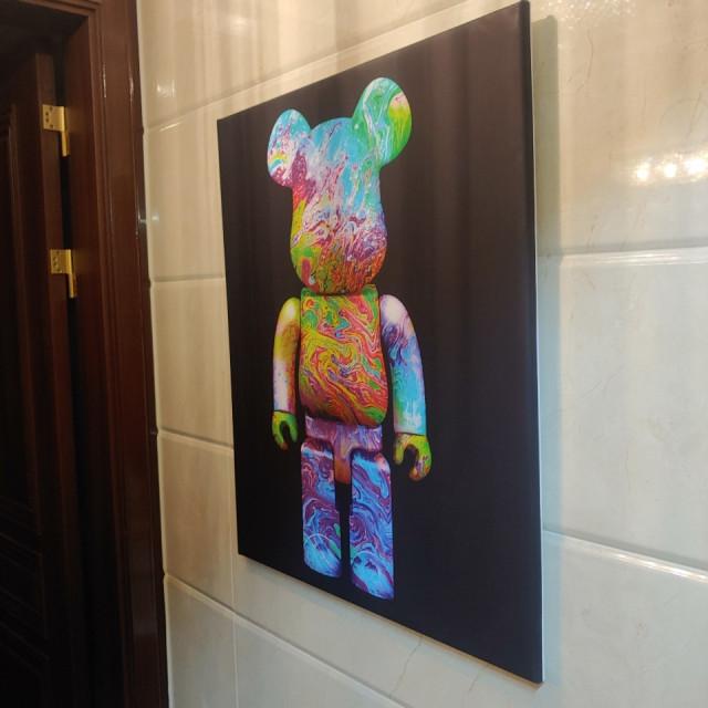 알록달록 베어브릭 bearbrick 그림 액자 패브릭포스터 팝아트 인테리어 캔버스 액자