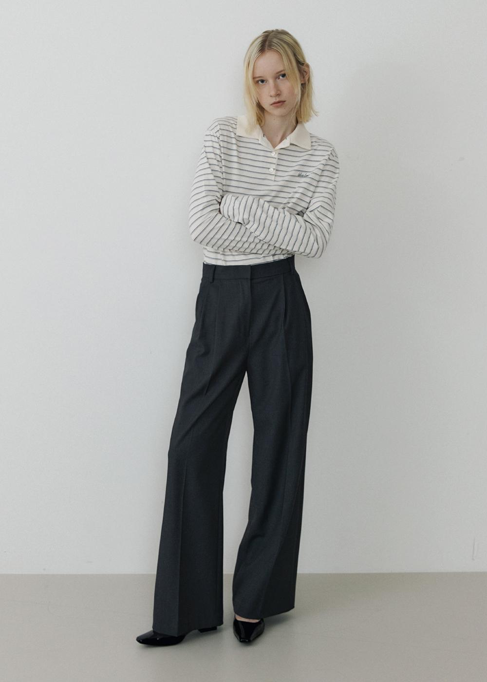 Essential tuck slacks (charcoal)