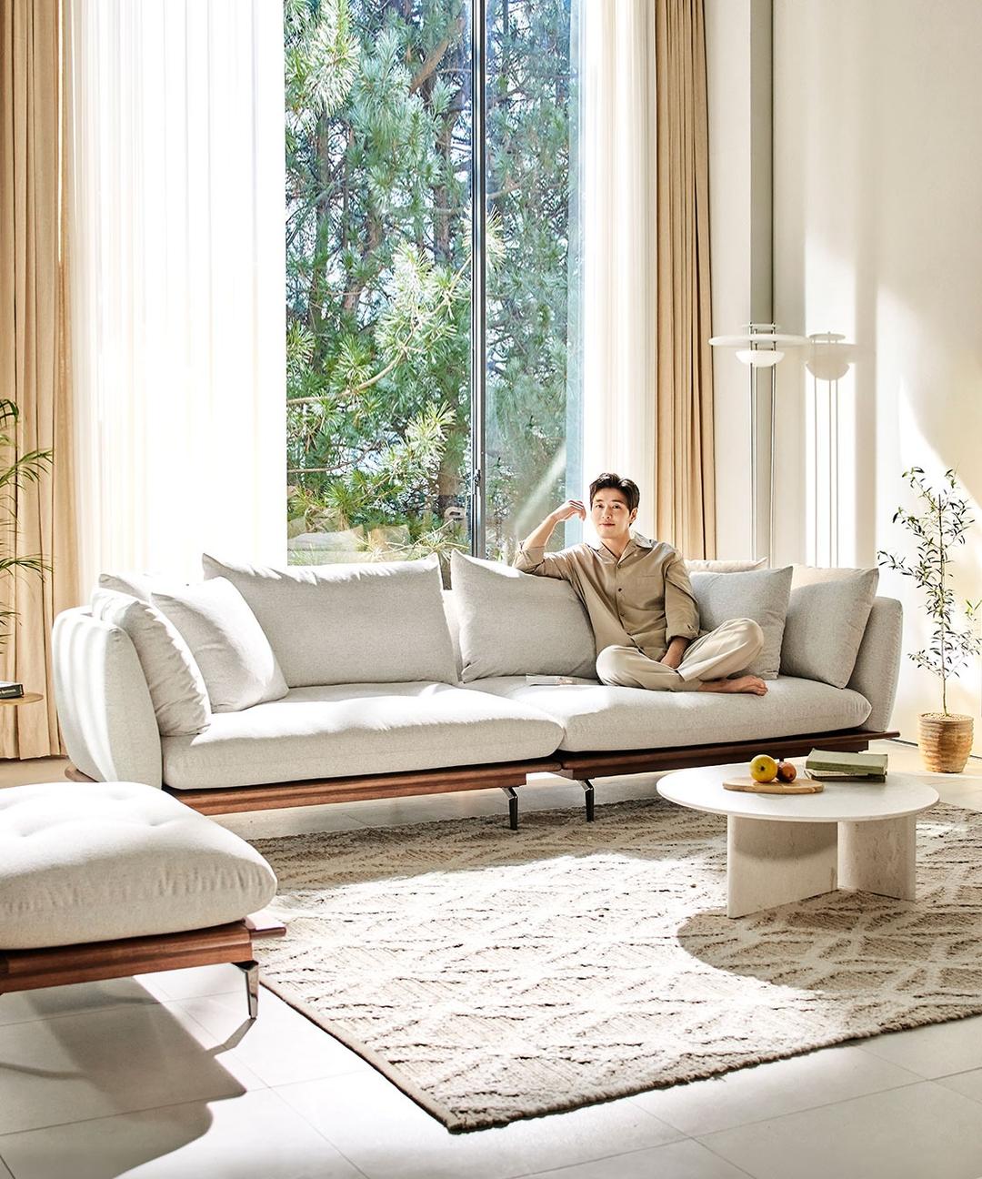 [ 흰가람 ] 4인용 알파인 패브릭 원목소파