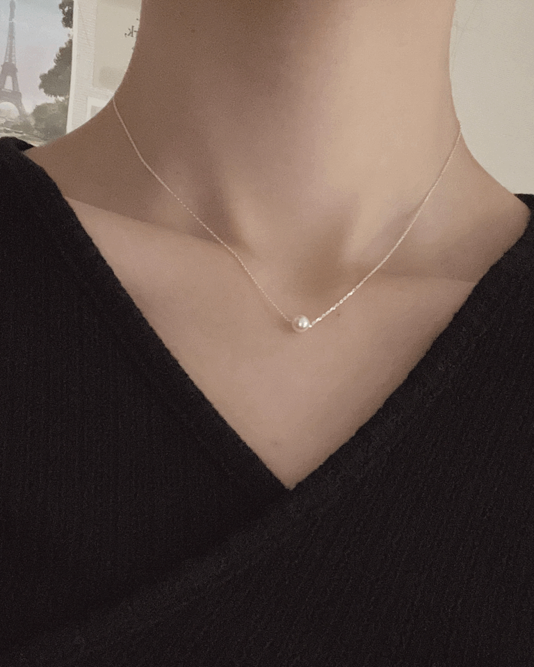 모어딘므 [silver925] 스와로브스키 진주 은 목걸이 (3color)