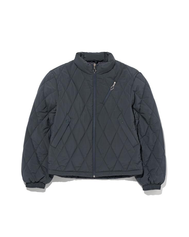 RHOMBUS QUILTED BOMBER JACKET - DARK GREEN