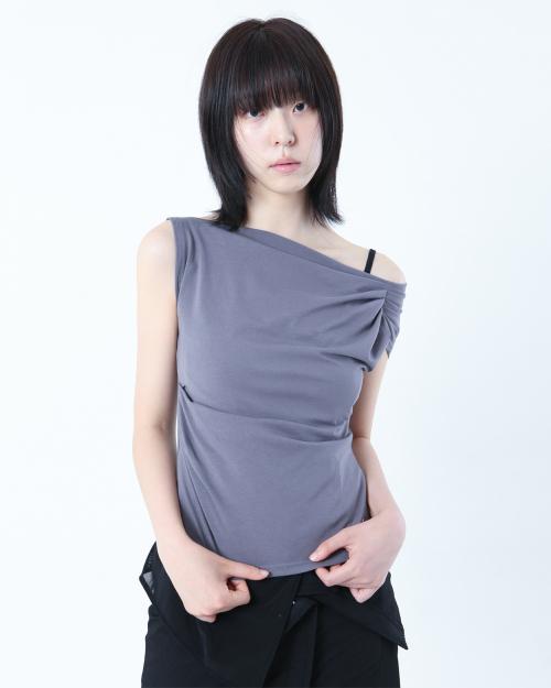 Slanted sleeveless top DARK GREY