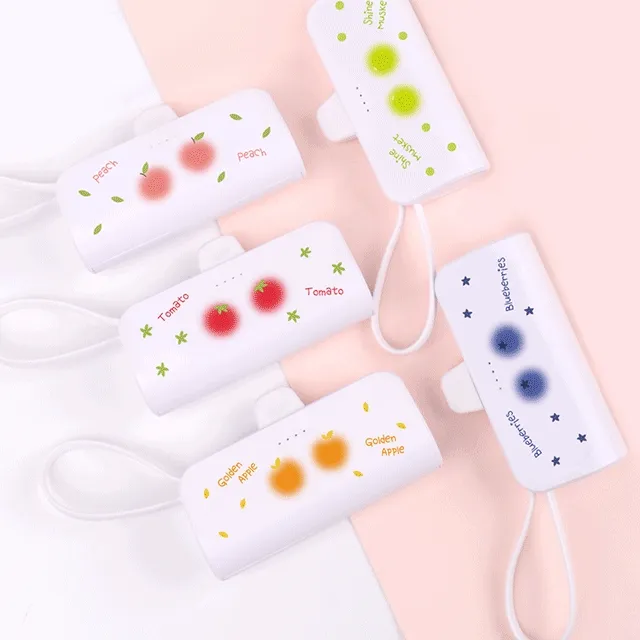 [Upgrade ❤️당일출고] 도킹형 미니 보조배터리 팜프레쉬 후르츠 나루토마키 미니 보조배터리 5000mAh 8핀 C타입 피치 과일 아이폰 갤럭시 듀얼 충전 핸드 스트랩