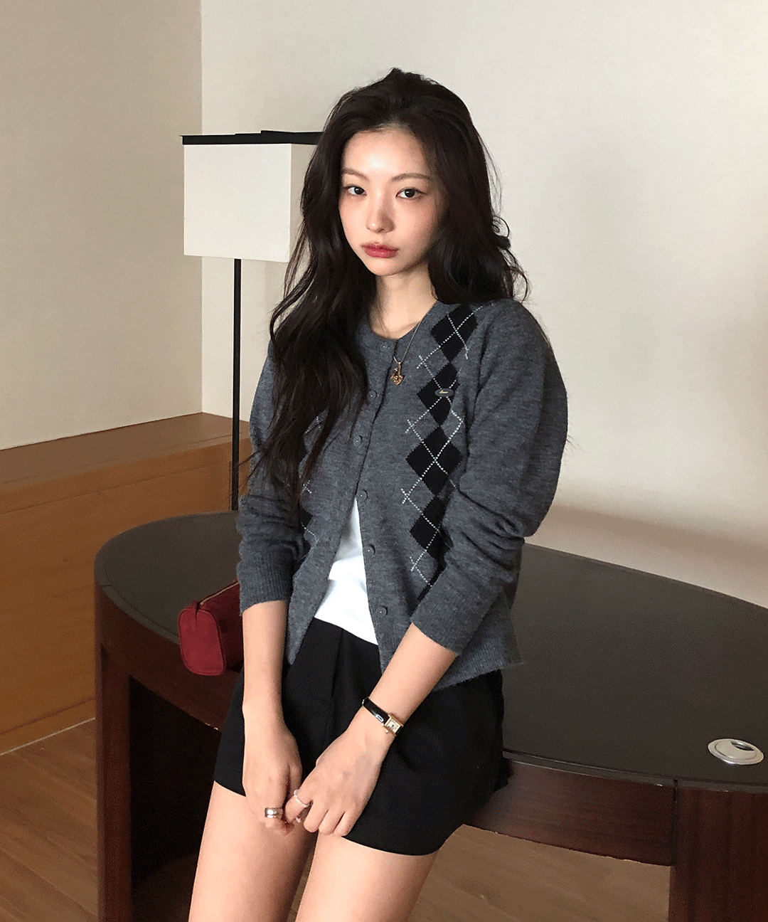 하네 페이션트 클래식 아가일 가디건 4Color