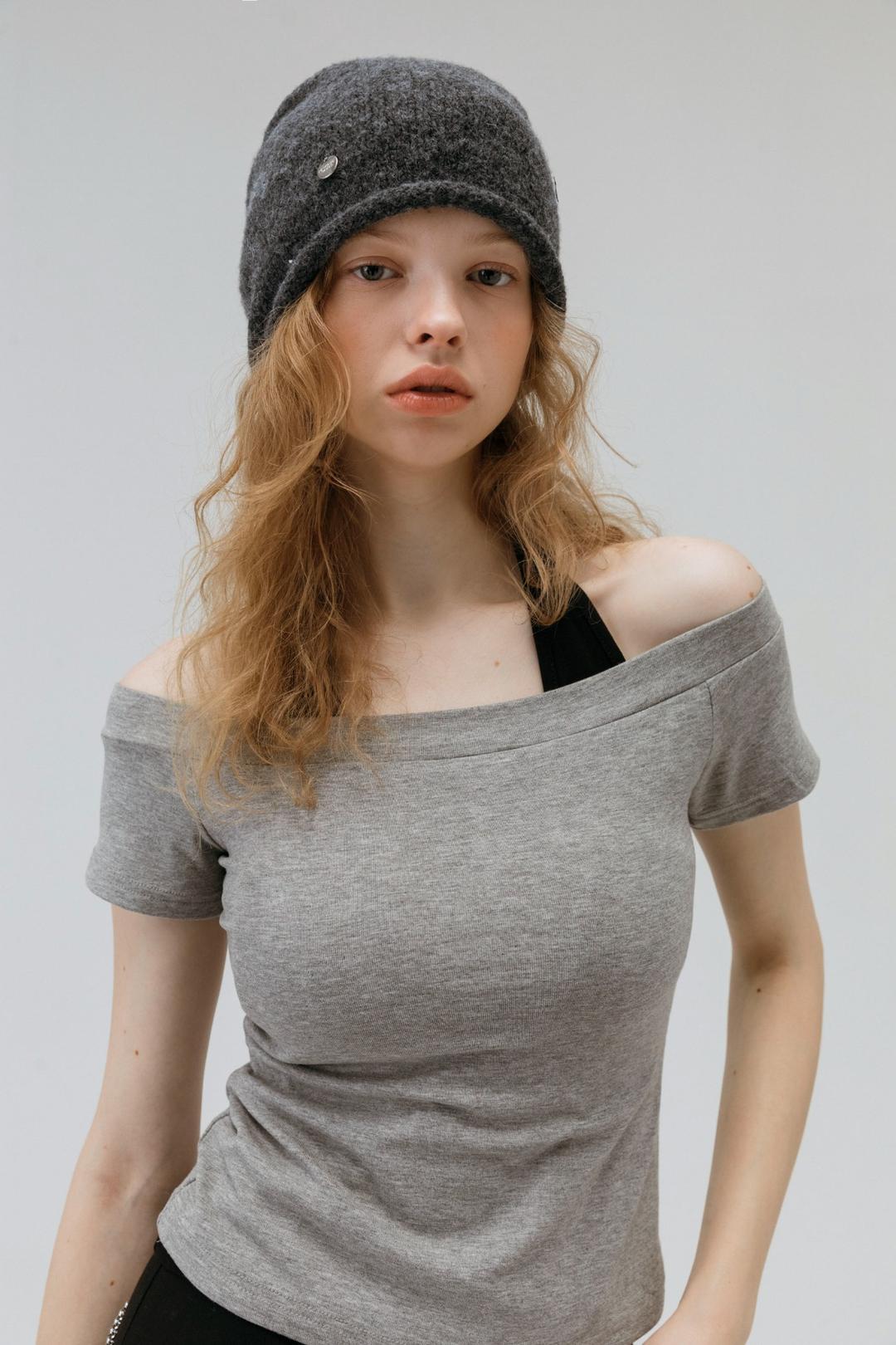 [WOOL] URBAN STRING KNIT BEANIE_GRAY