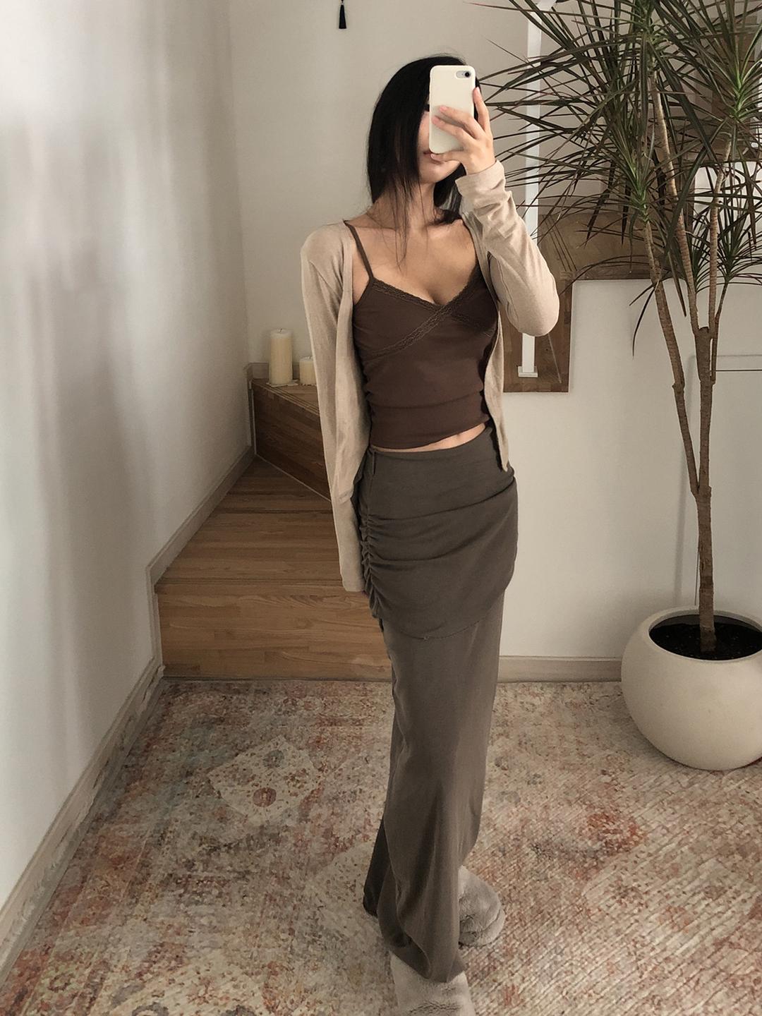 Layer Pigment Long Skirt (3color)