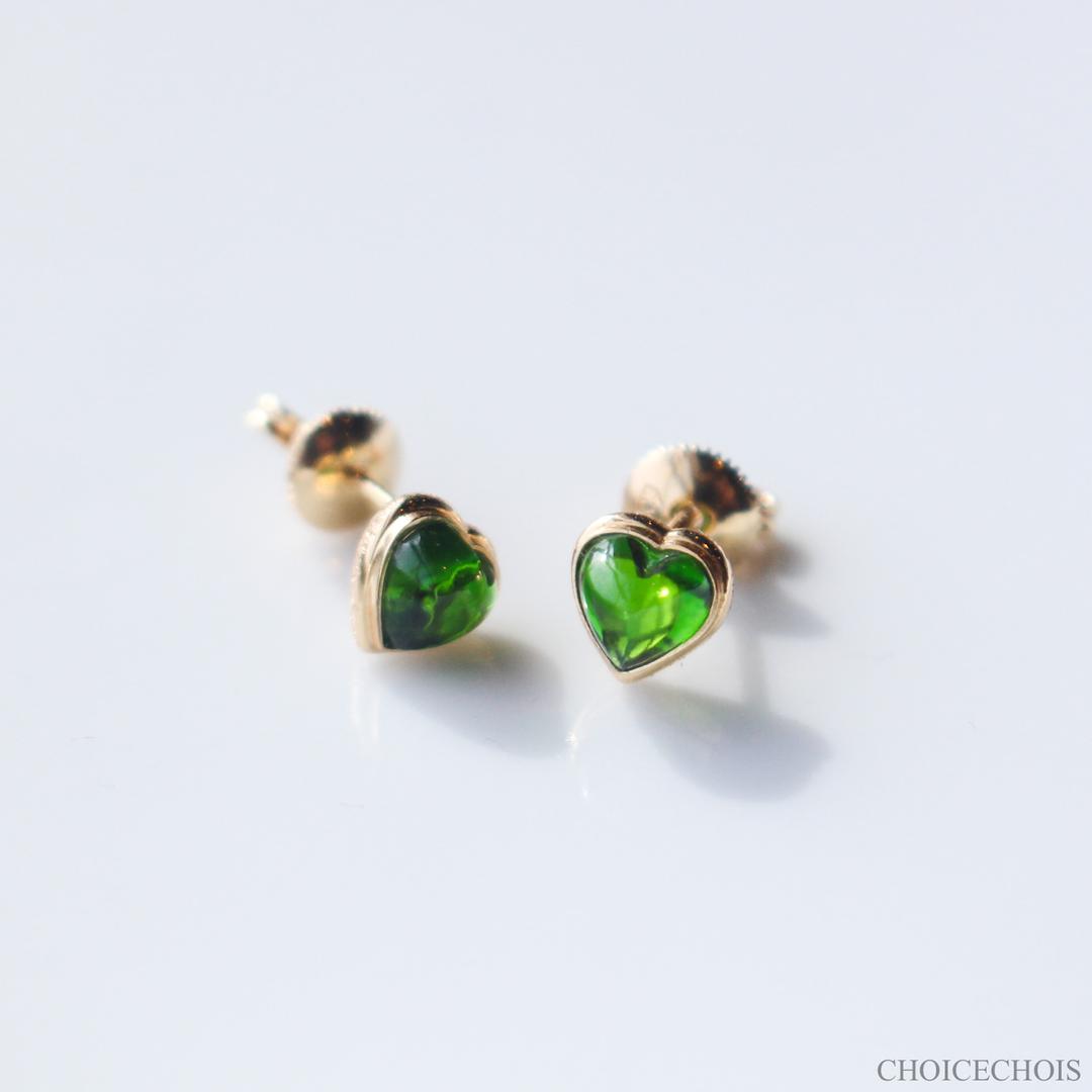 [STEPS] DIOPSIDE HEART EARRINGS
