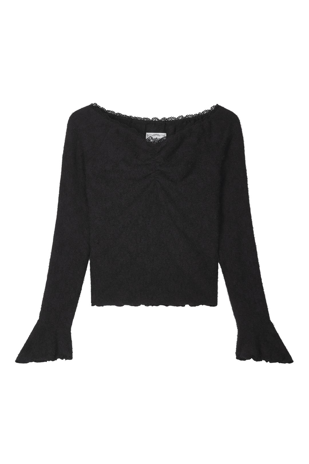 FLOWER OFF-SHOULDER KNIT (BK)