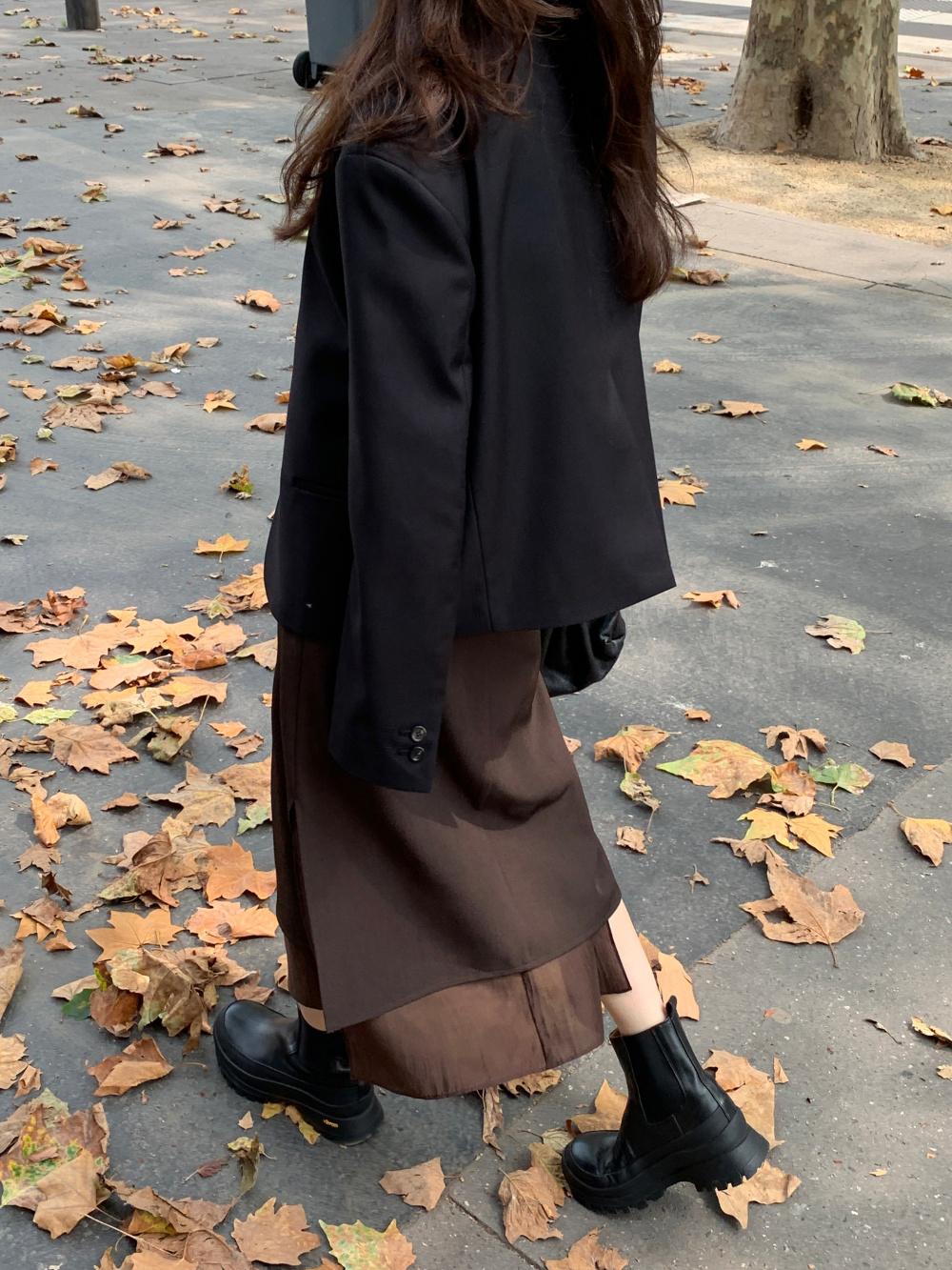 [리어스 제작] 어터 레이어 스커트 (brown)