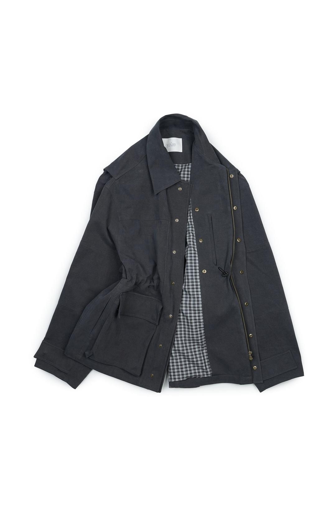 Checked Work Jacket _ Charcoal