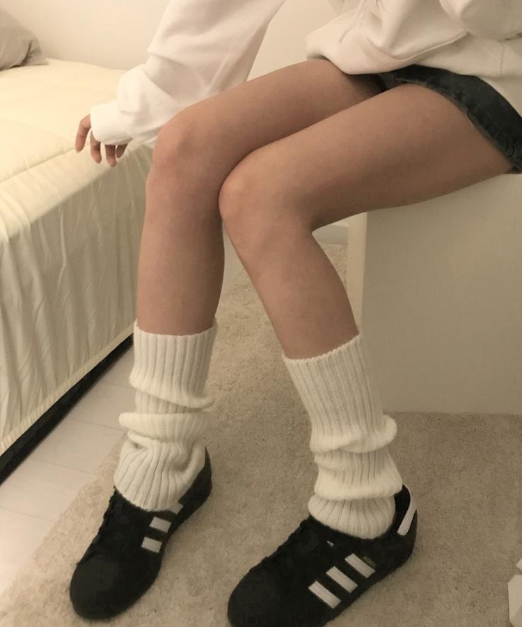 니드 골지 니트 레그 워머