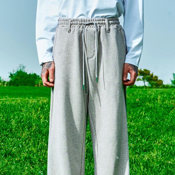Compact side tuck wide pants [melange]