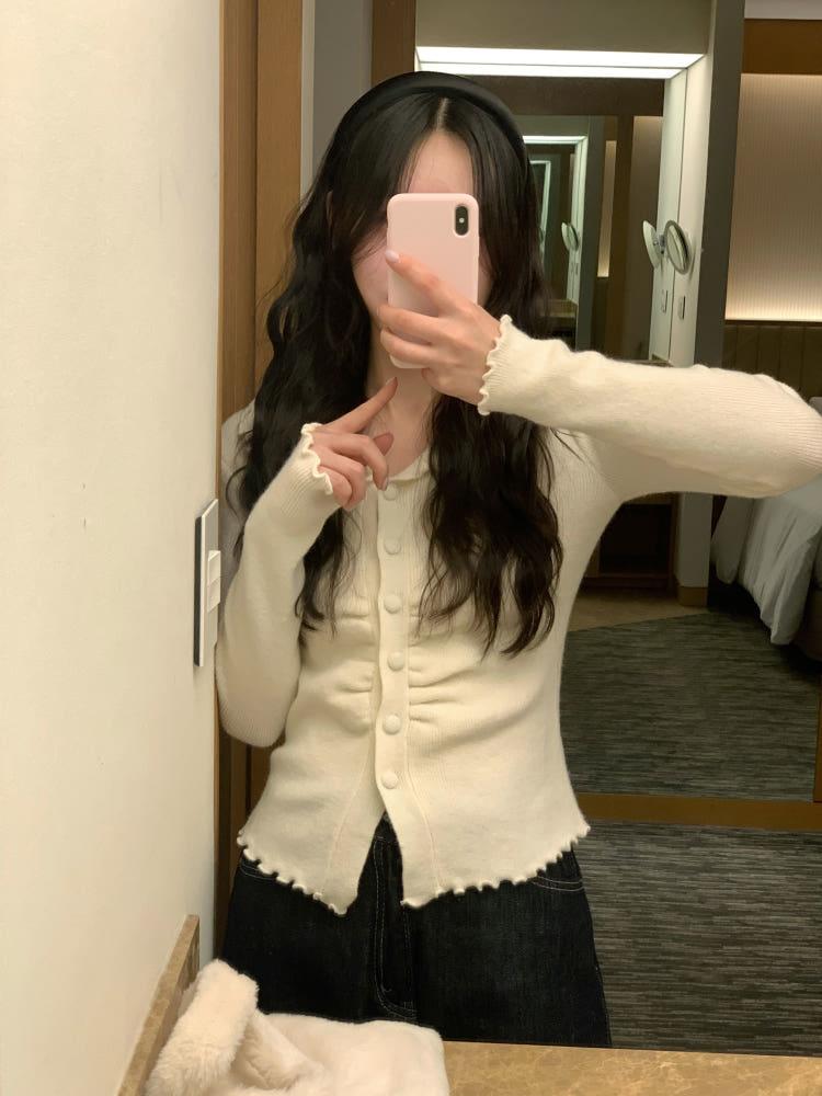 [러블리/보정핏🤍] 뮤어 프릴 슬림 가디건 (3color)