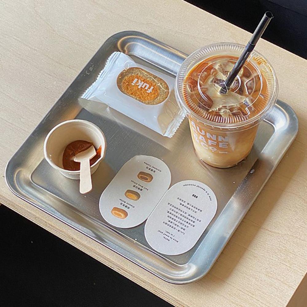 스테인레스 커피 트레이 쟁반 사각 원형 카페 트레이