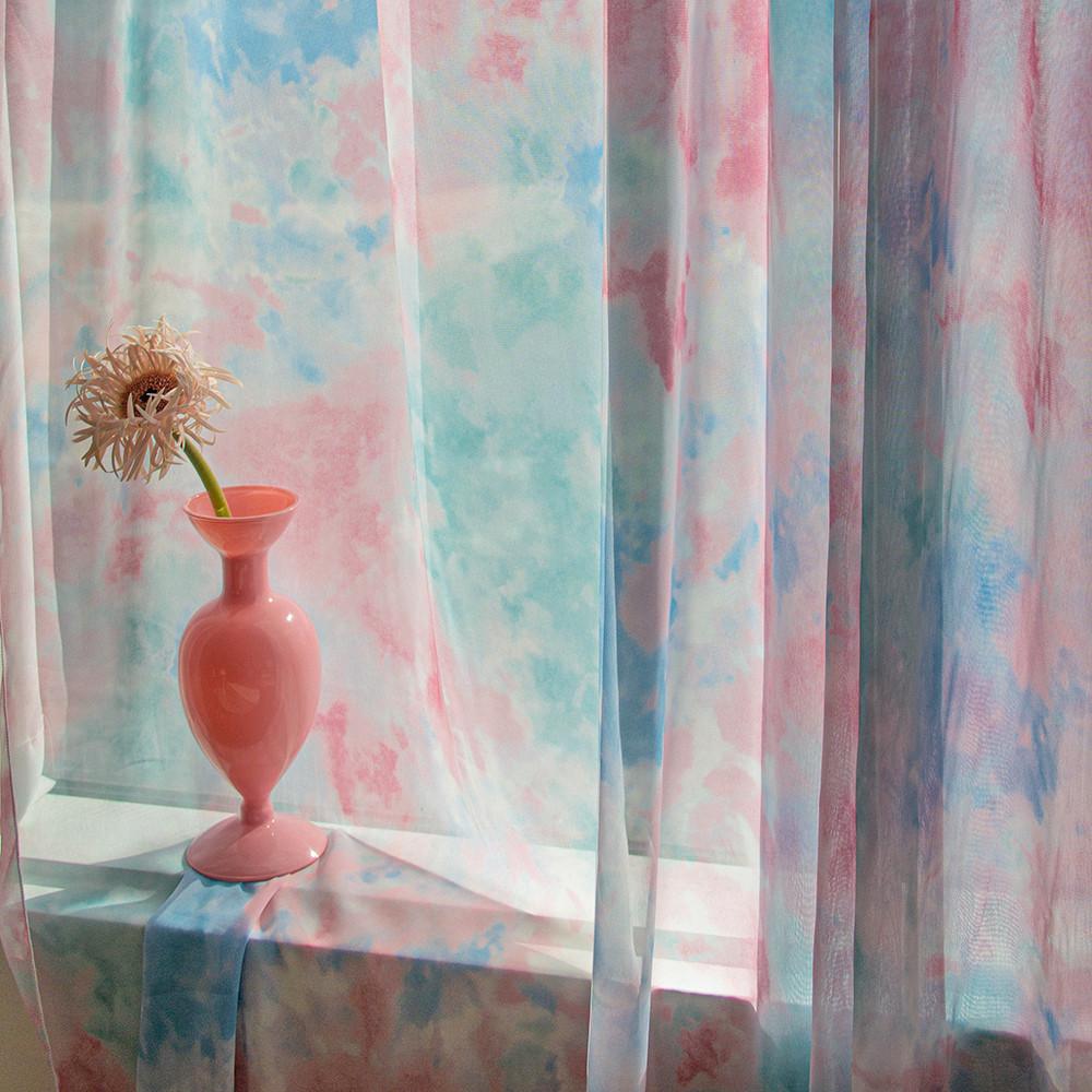 수채화 쉬폰커튼 거실 작은창 안방 창문커텐  차르르커튼