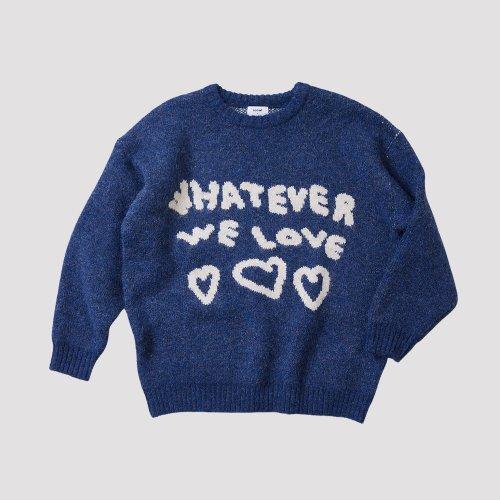 MIX WOOL PULLOVER WE LOVE HEART NAVY