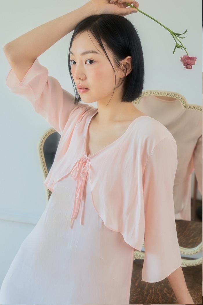 [SET] Dahlia slip+cardigan peach